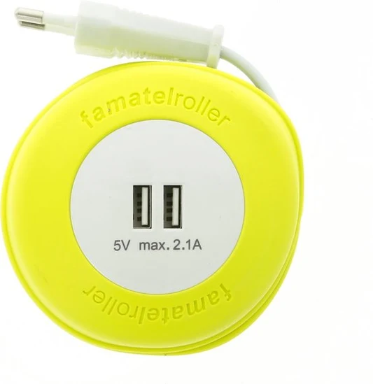 VERLENGSNOER OPROLBAAR 2M 2XUSB FLUO REF:234002957 FAMATEL