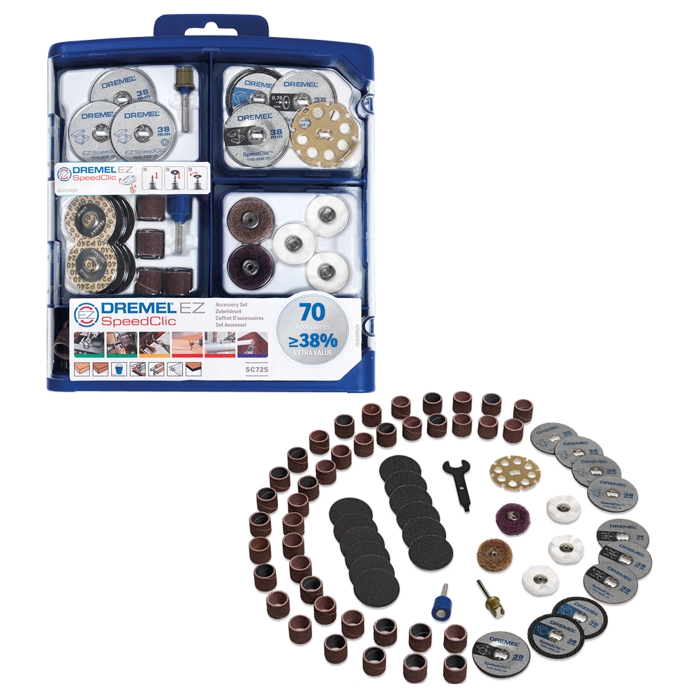 E725JA 70-DELIGE MULTIFUNCTIONELE ACC-SET REF:2 615 E72 5JA DREMEL