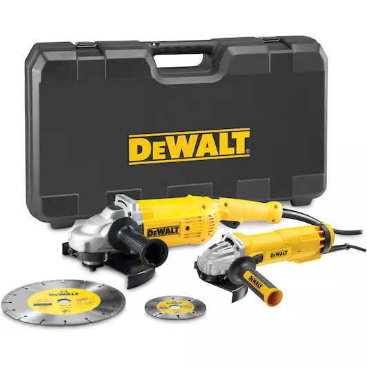 PAKKET: COMBOSET: HAAKSE SLIJPER 125/230  + 2 DIA.SCHIJVEN REF:DWE492SDT-QS DEWALT
