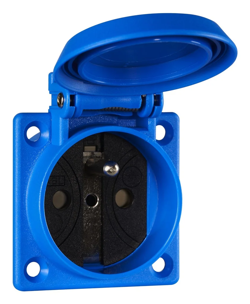 INBOUWSTOPCONTACT MET KINDERBEVEILINGING II+A - 16A/250V - IP54 BLAUW REF:1662052/20 ABL