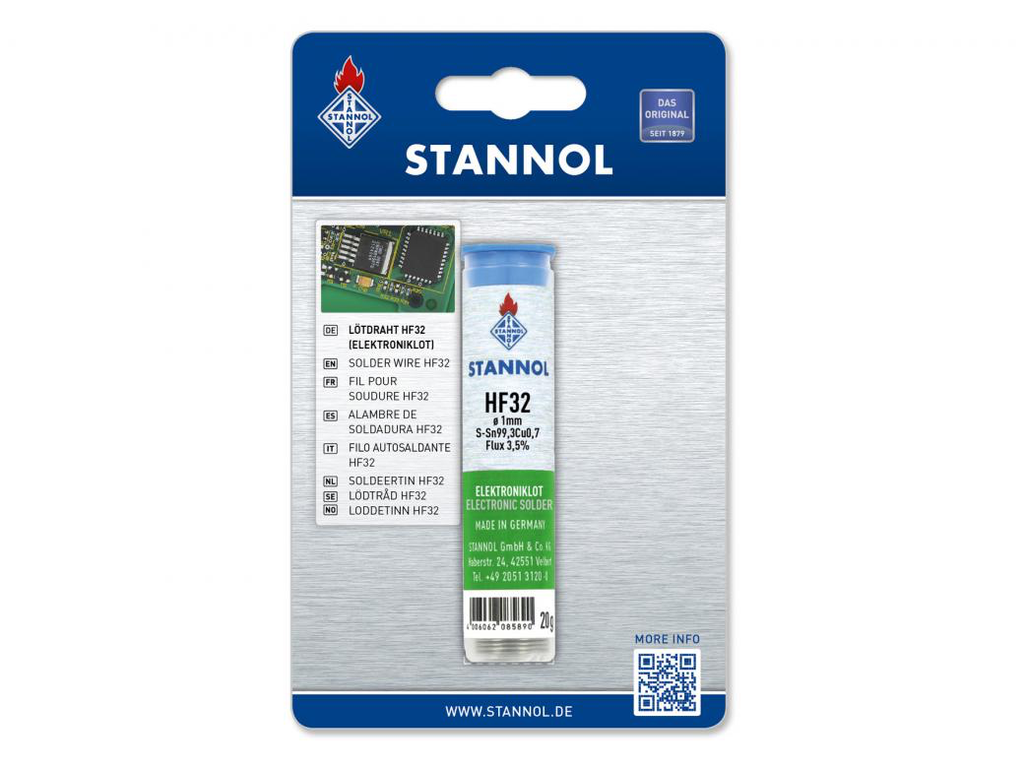 SOLDEERDRAAD HF32 S-SN99,3CU0,7 1MMX25GR /KAART REF:380949 STANNOL