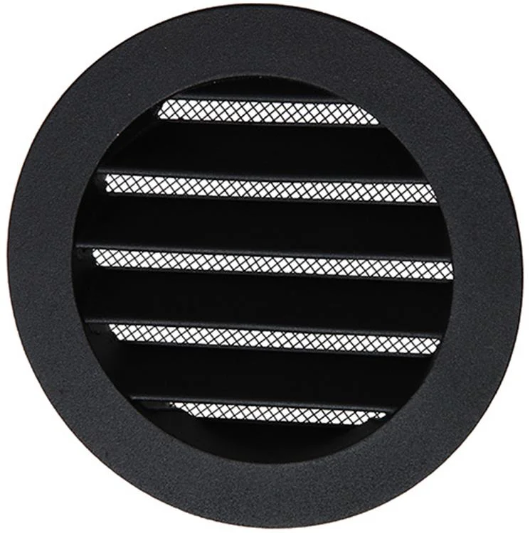 INBOUW RONDE ROOSTER 434/R ALU Ø100 STRUCTUUR 9005 ZWART REF:10121 RENSON