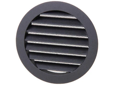 INBOUW RONDE ROOSTER 434/R ALU Ø125 STRUCTUUR 9005 ZWART REF:13462 RENSON