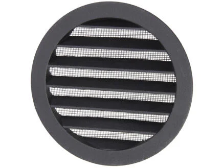 INBOUW RONDE ROOSTER 434/R ALU Ø150 STRUCTUUR 9005 ZWART REF:13464 RENSON
