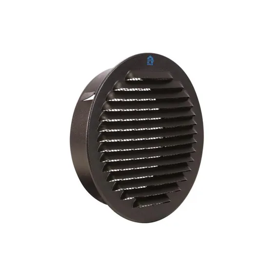 INBOUW SCHOEPENROOSTER ROND 435/R ALU Ø150 STRUCTUUR 9005 ZWART REF:10138 RENSON