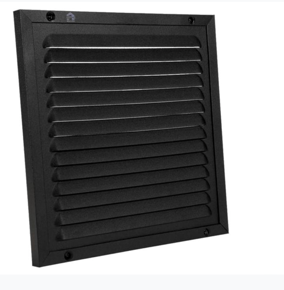 OPBOUW SCHOEPENROOSTER + KADER + MUGGENGAAS 437 150X150 STRUCTUUR 9005 ZWART REF:8366 RENSON