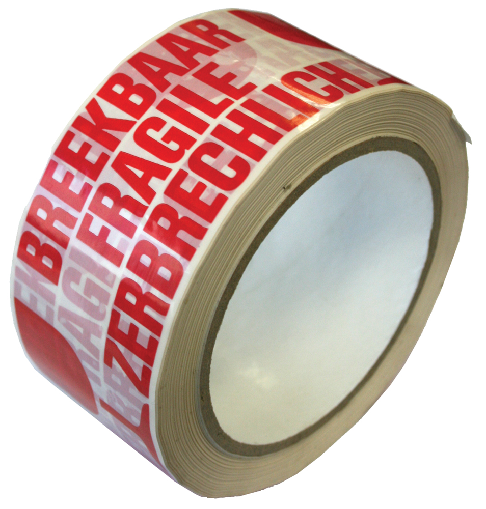 VERPAKKINGSTAPE OPDRUK BREEKBAAR 50MMX66 M ST 4105