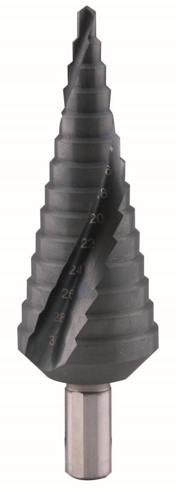 TRAPBOOR HSS SPIRAALVORMIGE FLUITEN 4-12MM, 9 STAPPEN REF:SR 22400105