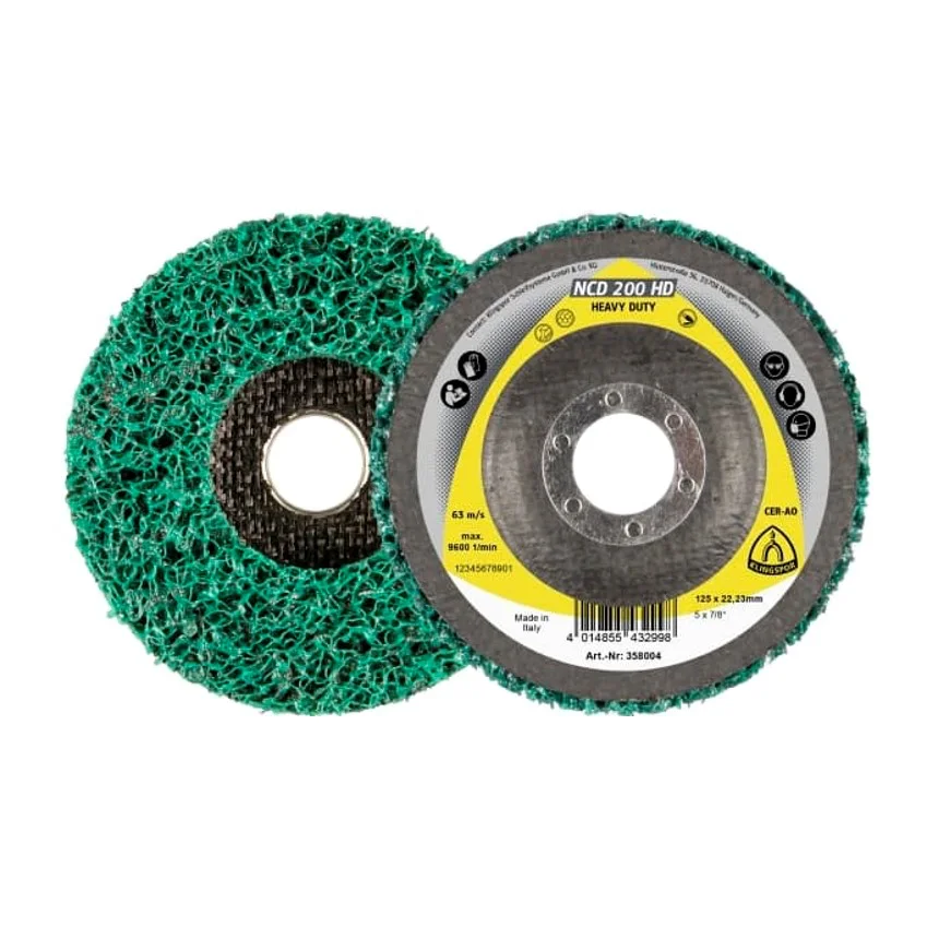 NCD 200HD REINIGINGSCHIJF 125X22,93MM EXTRA GROF ALUMINIUM OXIDE VLAK REF:358004 KLINGSPOR