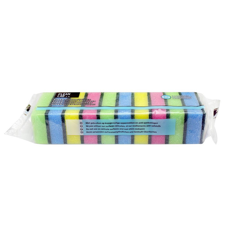 SCHUURSPONSEN MOUSSE GEKLEURD 9X6X3CM 10ST REF:4043