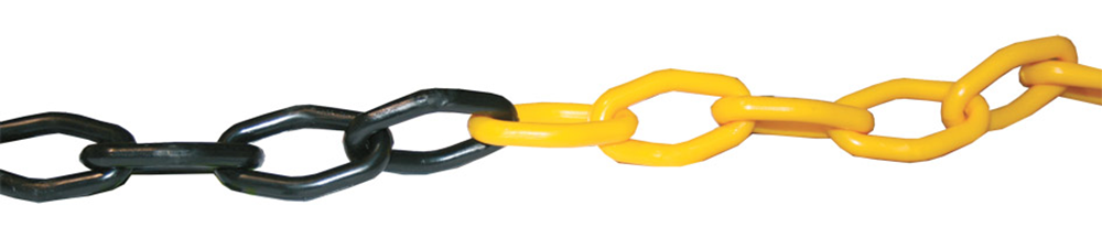 KUNSTSTOFSIGNALISATIEKETTING Ø 7.5MMX25 M GEEL/ZWA