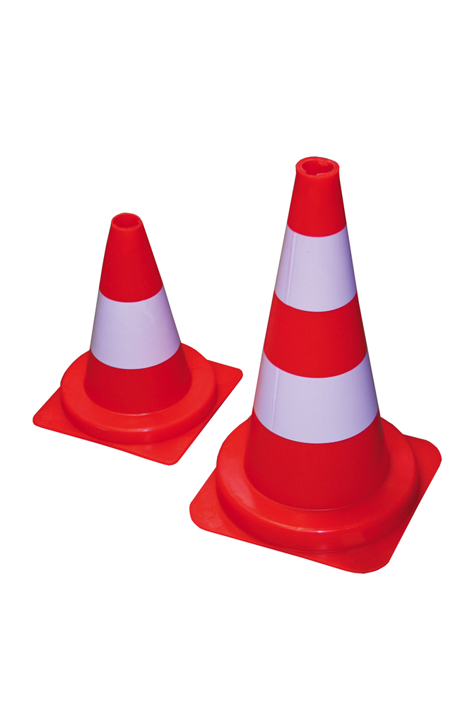 ORANJE FLUO KEGEL 75CM MET WIT GEVERFDE STROOK VM