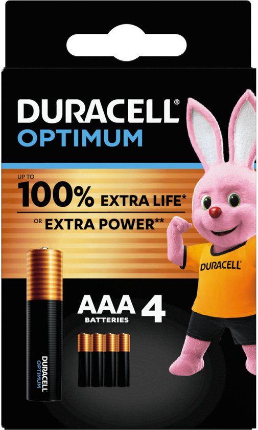 BATTERIJ ALK OPTIMUM AAA 4X REF:163763006 DURACELL
