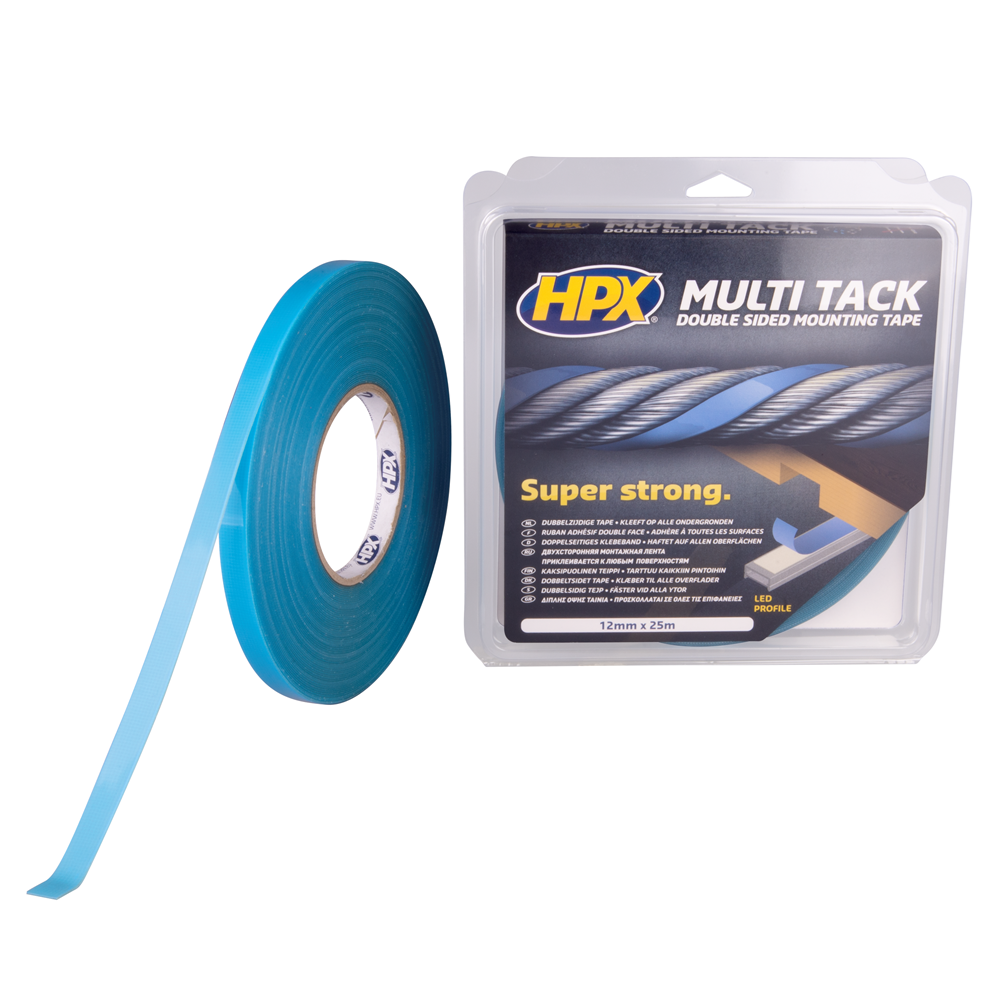 PA1225 Dubbelzijdige Multi-tack tape - semi-transparant 12mm x 25m