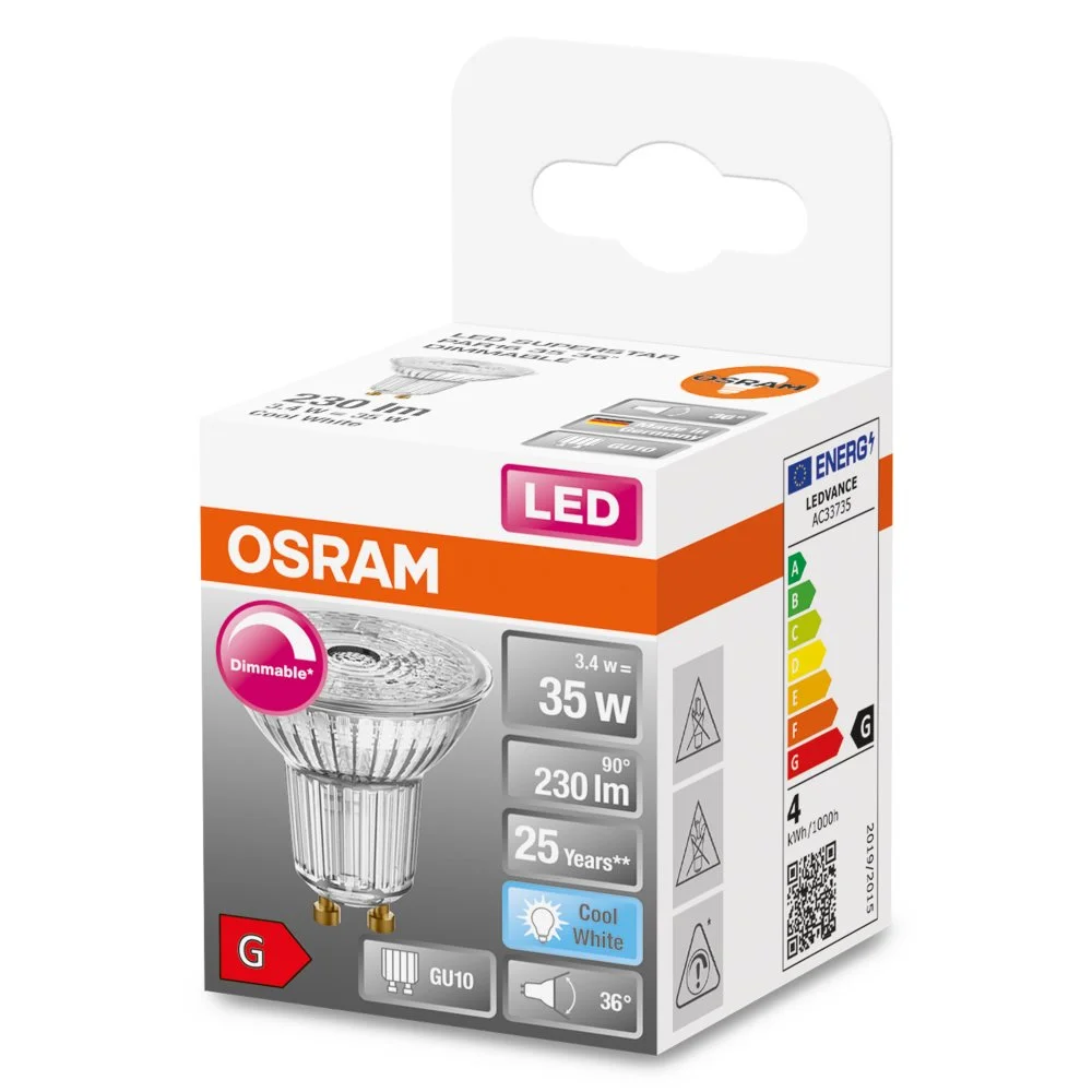 LED SSTAR PAR16 GU10 3.7W CW REF:590543169 OSRAM