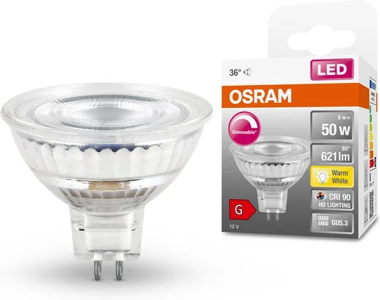 LED SSTAR MR16 DIM GU5.3 8W WARM WIT REF:590543372 OSRAM