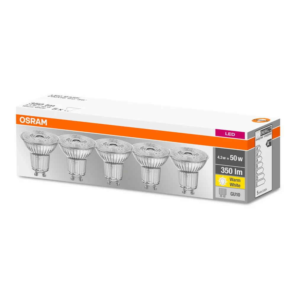 LED BASE PAR16 GU10 4.3W WW 5X REF:590509046 OSRAM