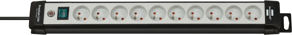 PREMIUM LINE STEKKERDOOS 10-VOUDIG ZWART/LICHTGRIJS 3M H05VV-F 3G1.5 (2ST) REF:1951504100 BRENNENST