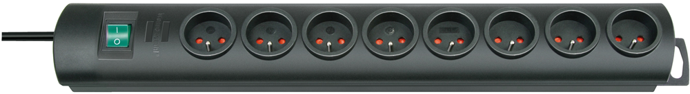 PRIMERA LINE STEKKERDOOS 8-VOUDIG ZWART 2M H05VV-F 3G1.5 (2ST) REF:1153304028 BRENNENSTUHL