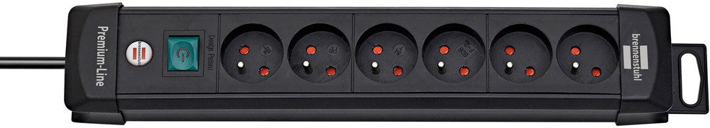 PREMIUM-LINE STEKKERDOOS 6-VOUDIG ZWART 3M H05VV-F 3G1.5 REF:1951164100 BRENNENSTUHL