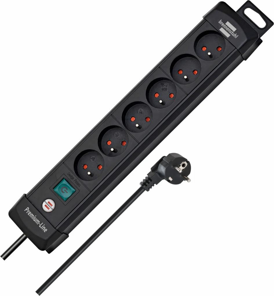 PREMIUM-LINE STEKKERDOOS 6-VOUDIG ZWART 3M H05VV-F 3G1.5 REF:1951164100 BRENNENSTUHL