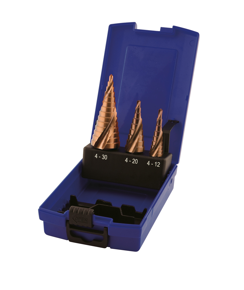 TRAPBOOR HSS-E SPIRAALVORMIGE FLUITEN SET VAN 3 (4-12, 4-20, 4-30MM) REF:SR 22400262 STENROC