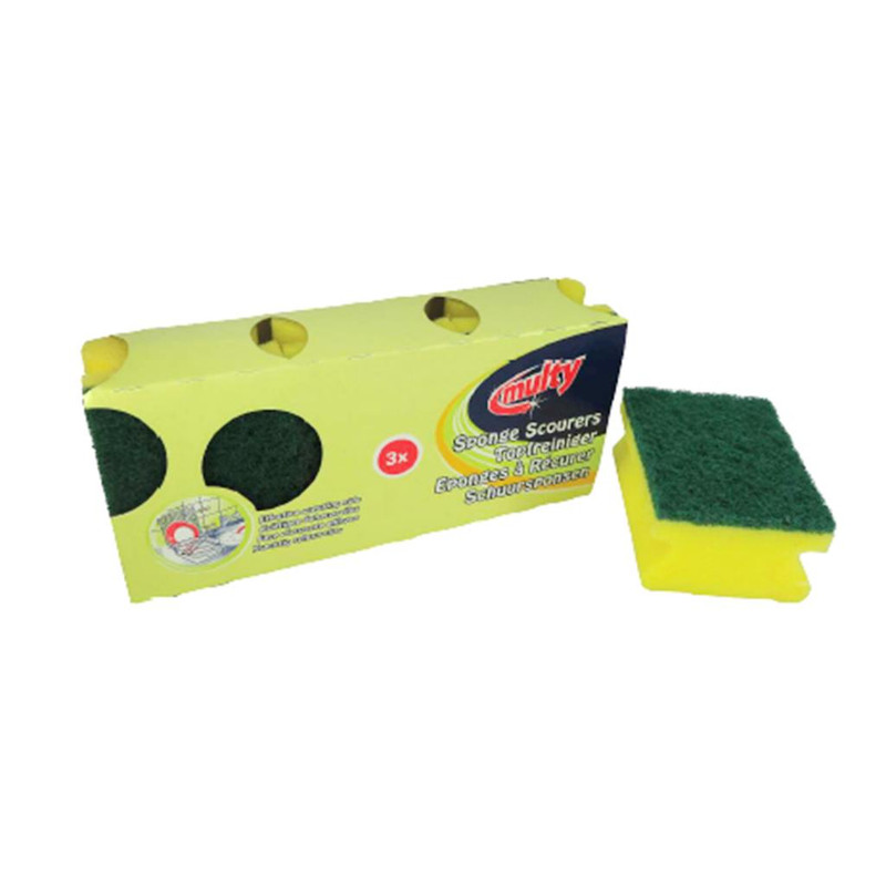 SCHUURSPONSEN MOUSSE HANDGREEP 10X7X4,5CM (3 STUKS) REF:4151 BOBRUSH