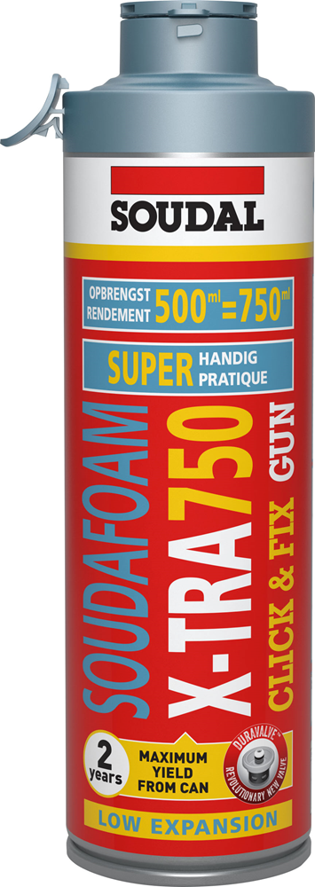 SOUDAFOAM X-TRA 750 CLICK & FIX GUN 500ML REF:115176 SOUDAL