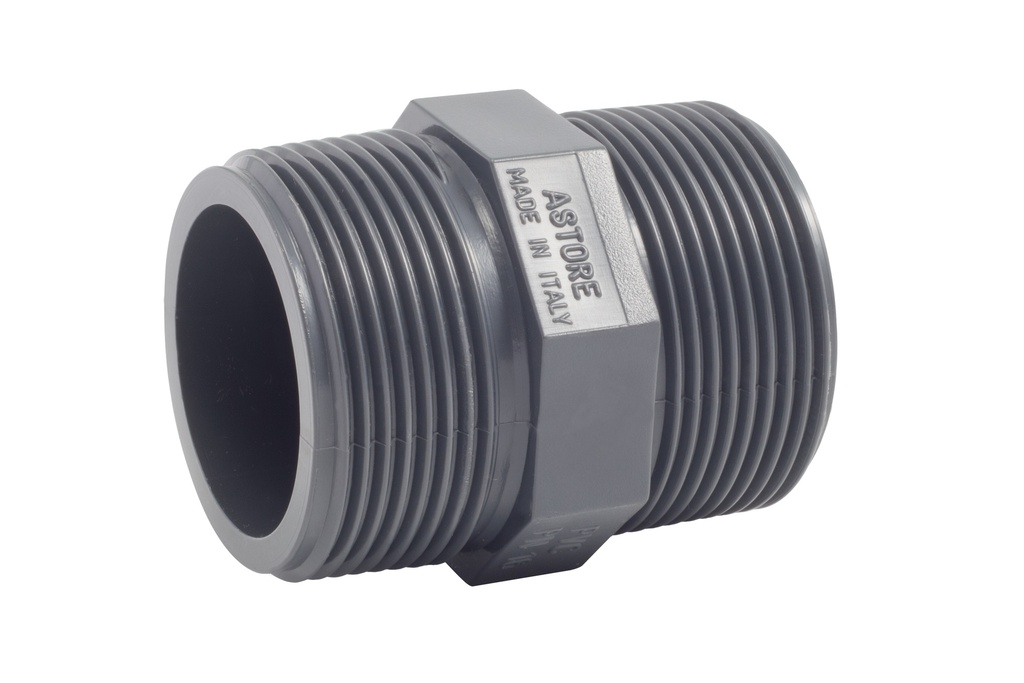 DUBBELNIPPEL M/M PVC LB DONKERGRIJS 1" REF:1R.NI2.320.02 SCALA