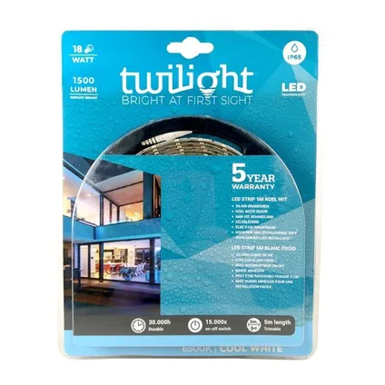 TWILIGHT LED STRIP 5M 18W 1500LM 6000K IP65 REF:TT-500384