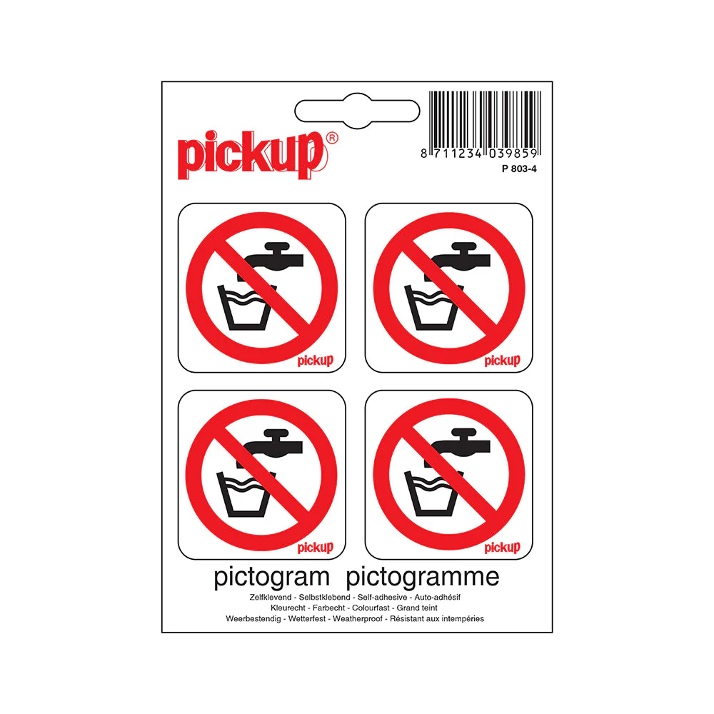 STICKER GEEN DRINKWATER 50X50 MM - 4 STUKS REF:P803-4