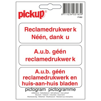 STICKER GEEN RECLAME 33X100 MM - 3 STUKS REF:P652