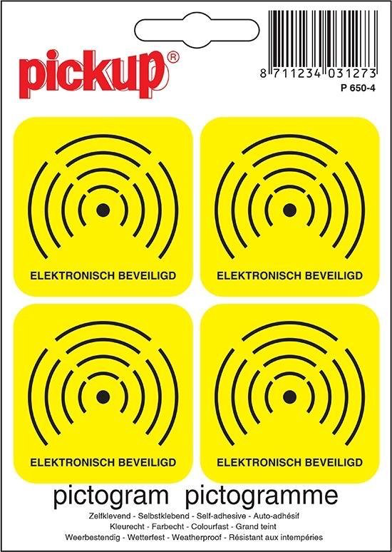STICKER ELEKTRONISCH BEVEILIGD 50X50 MM - 4 STUKS REF:P650-4