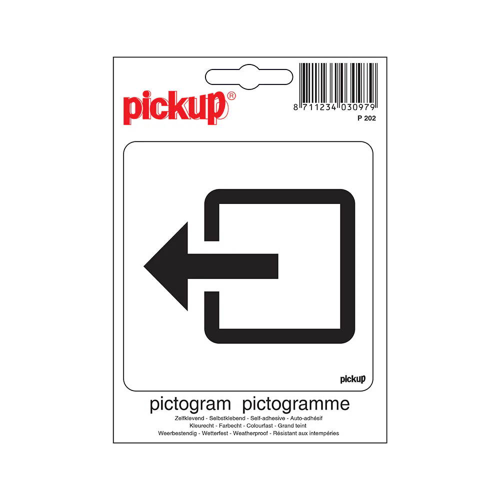 STICKER NORMALE UITGANG Z/W 100X100 MM REF:P202