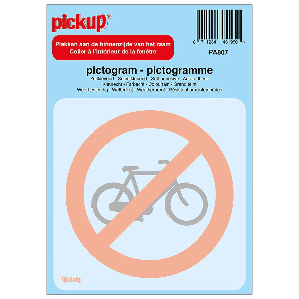 STICKER VERBODEN VOOR FIETSEN 100X100 MM GESPIEGELD REF:PA807
