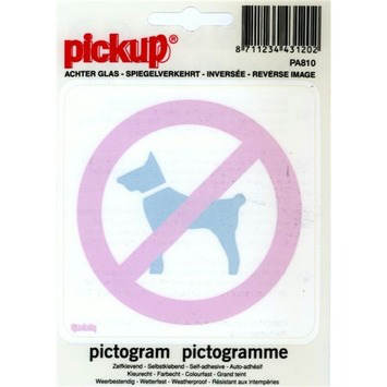 STICKER VERBODEN VOOR HONDEN 100X100 MM GESPIEGELD REF:PA810