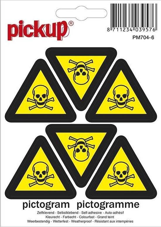 STICKER GIFTIGE STOFFEN 45 MM DRIEHOEK 6 STUKS REF:PM704-6