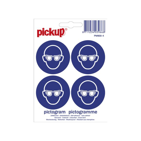 STICKER VEILIGHEIDSBRIL VERPLICHT 47 MM ROND 4 STUKS REF:PM900-4