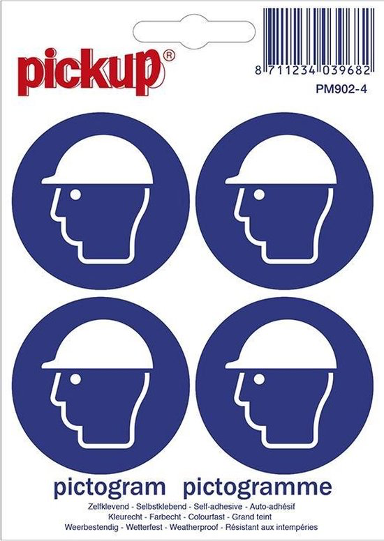 STICKER VEILIGHEIDSHELM VERPLICHT 47 MM ROND 4 STUKS REF:PM902-4