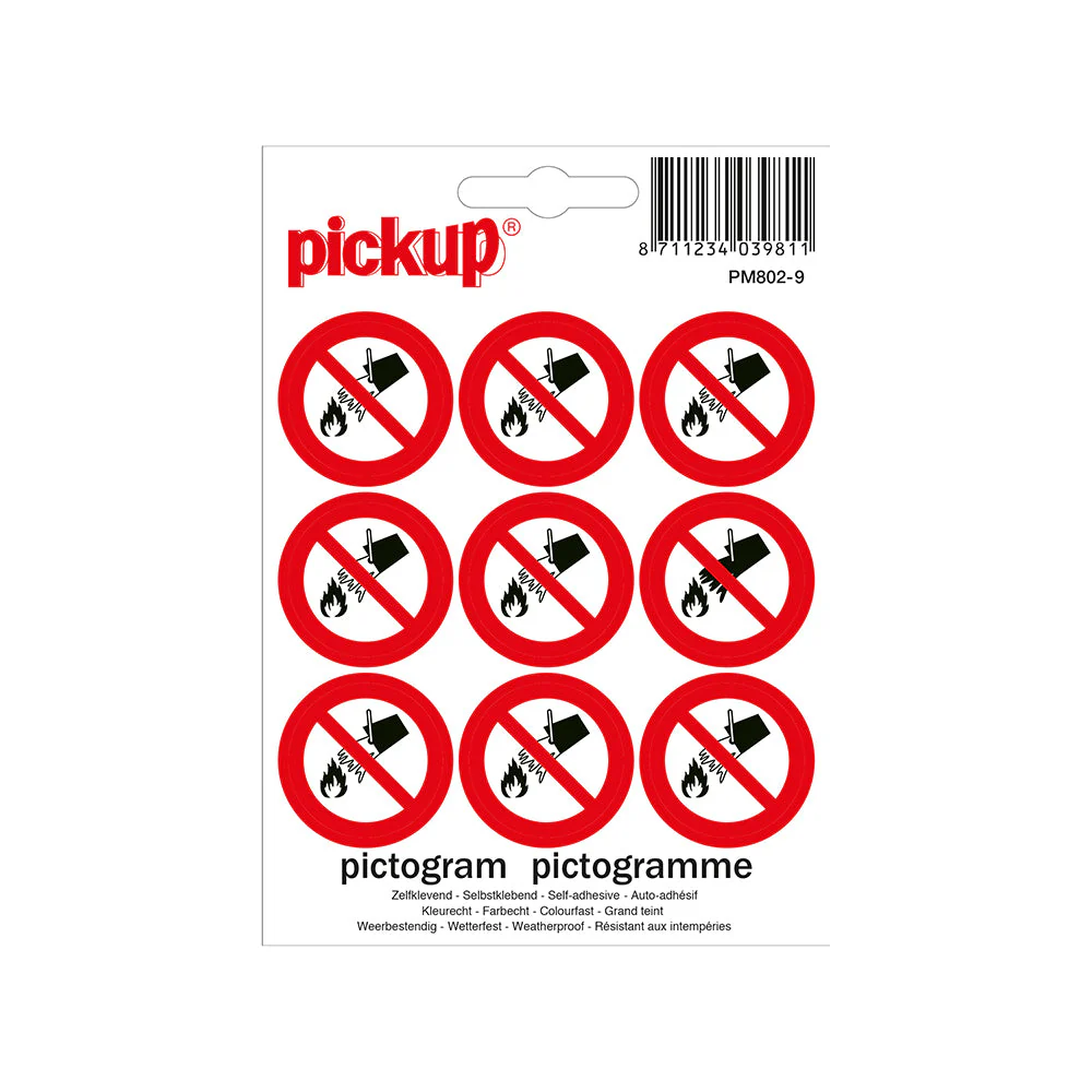MINI PICTO'S VERBODEN TE BLUSSEN MET WATER 3,0CM 9 PER VEL 30 MM ROND 9 STUKS REF:PM802-9