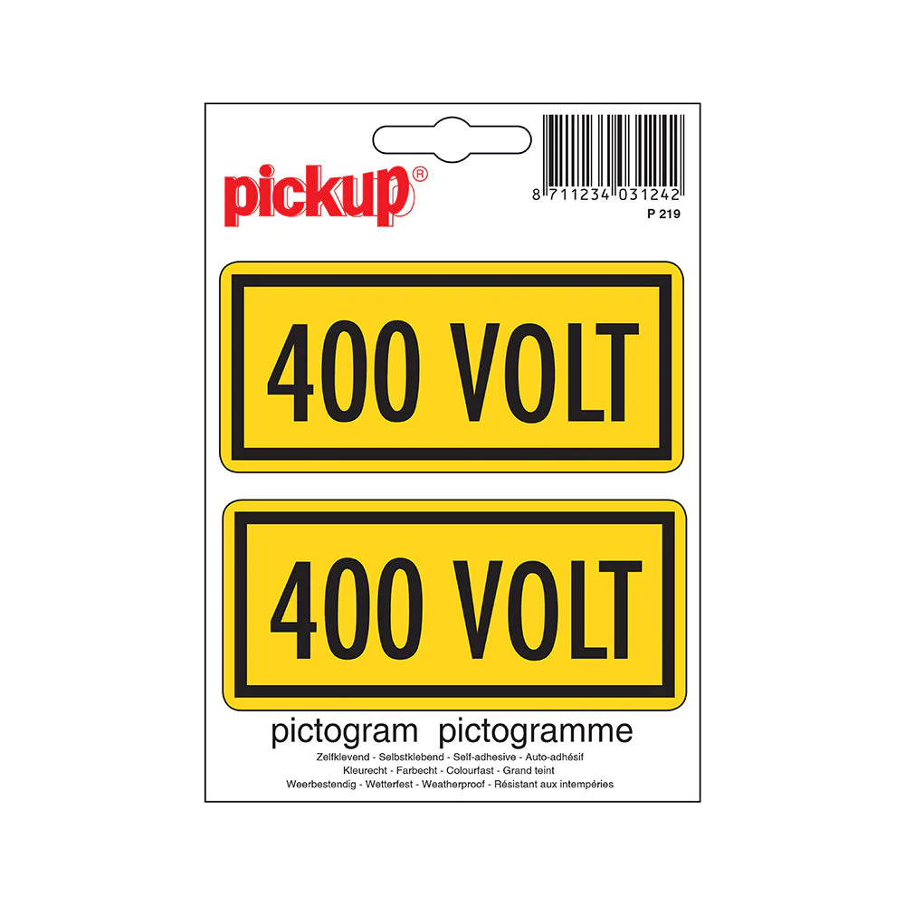 STICKER 400 VOLT 50X100 MM 2 STUKS REF:P219