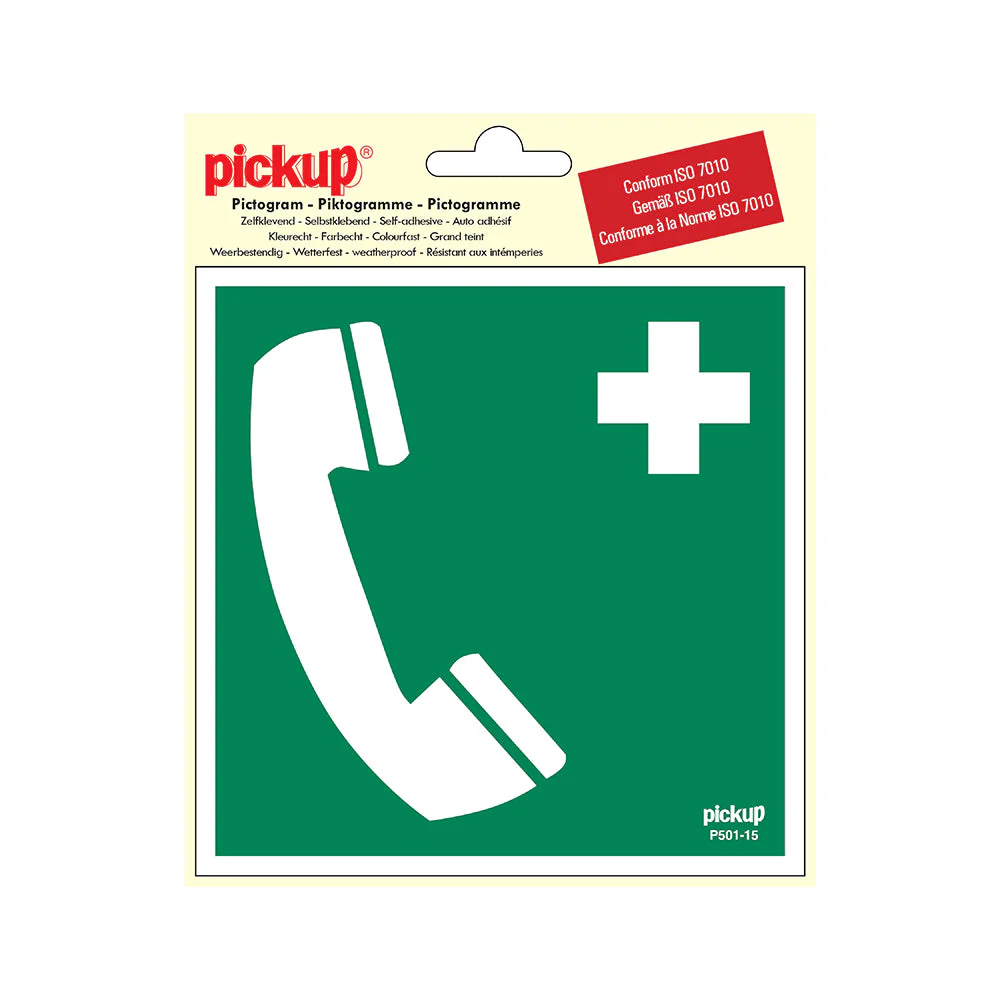 STICKER TELEFOON VOOR REDDING/1E HULP 150X150 MM REF:P501-15