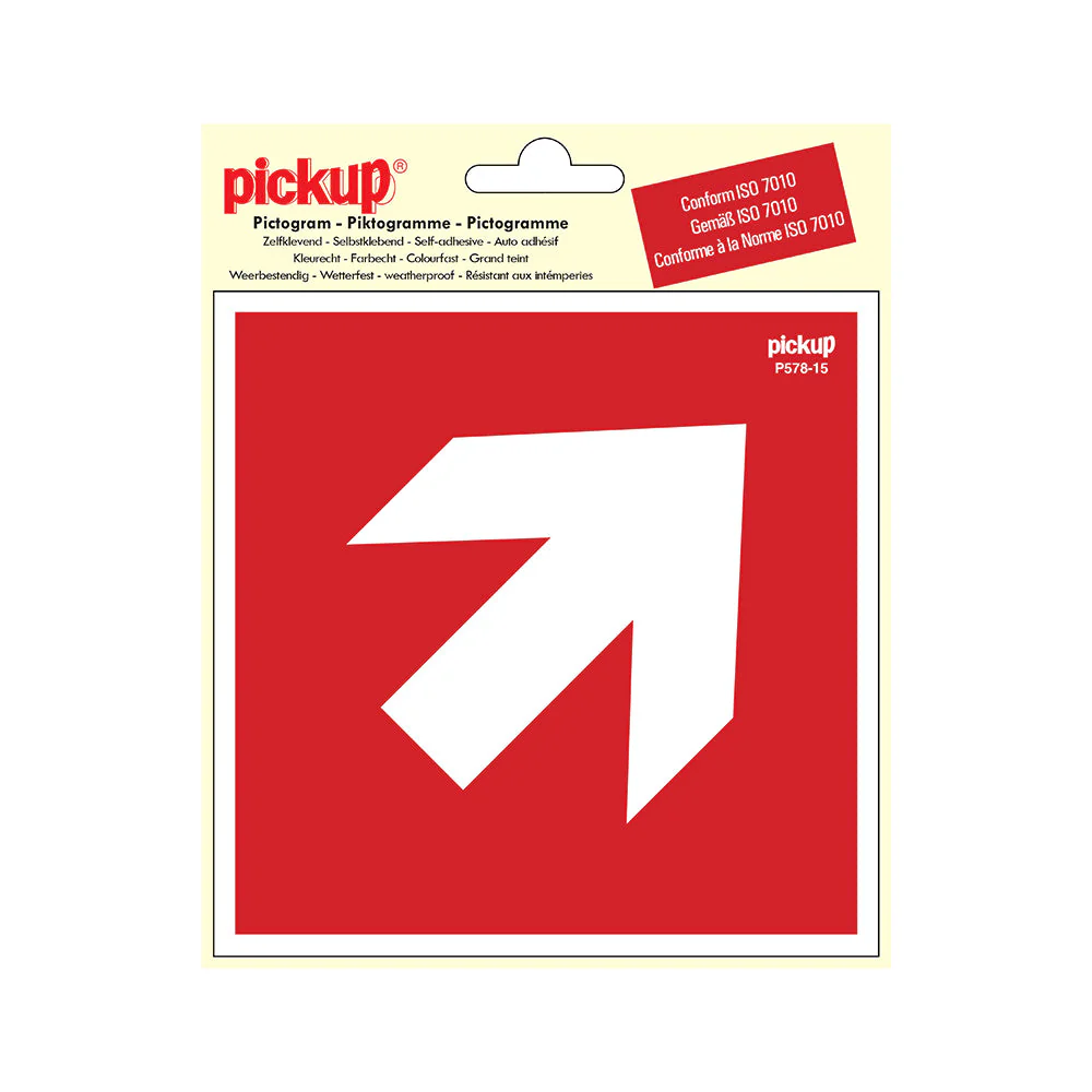 STICKER ROOD MET PIJL 150X150 MM REF:P578-15