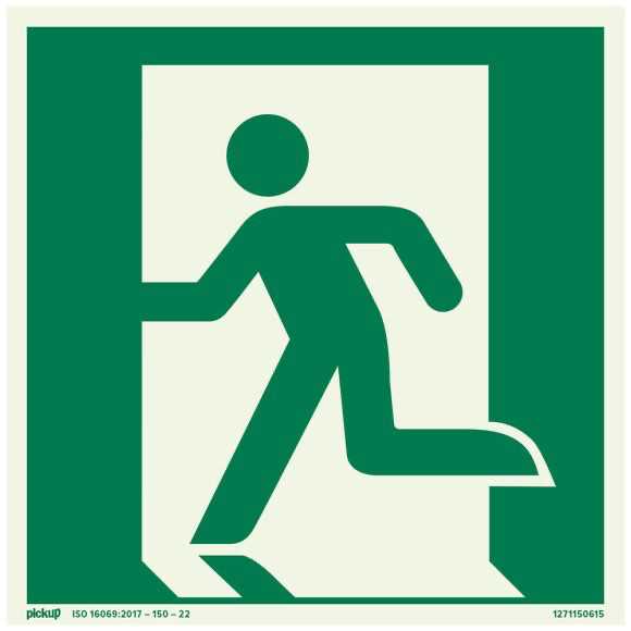 BORD NOODUITGANG LINKS FTLM 150X150 MM ZELFKLEVEND REF:1271150615