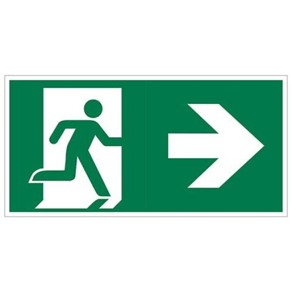 BORD NOODUITGANG RECHTS 150X300 MM REF:1270150504