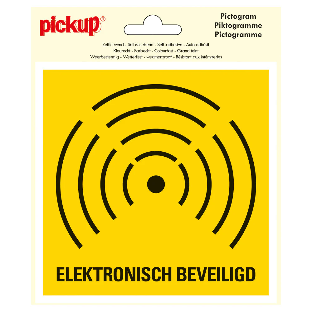 STICKER ELEKTRONISCH BEVEILIGD 150X150 MM REF:P169-15