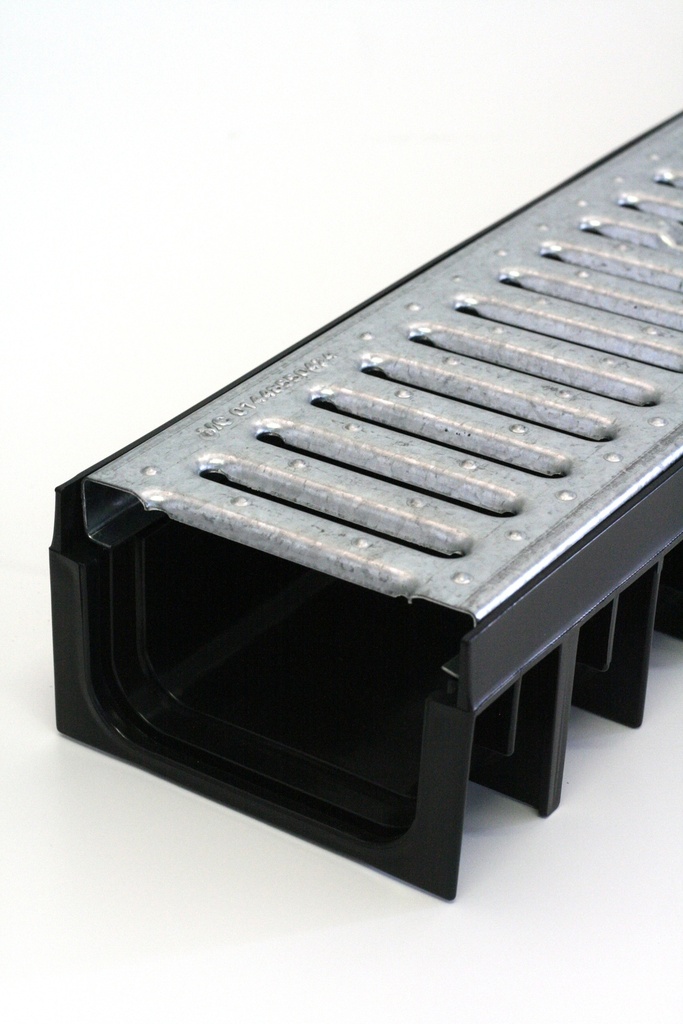 AFVOERGEUL PE + GALVA ROOSTER ZWART 1M*90MM REF:6005.9100 SCALA