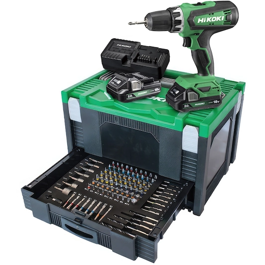 ACCU BOOR-SCHROEFMACHINE 18V-53Nm-MV-2x18V 2.0Ah + ACC.SET REF:DS18DFWKPZ HIKOKI
