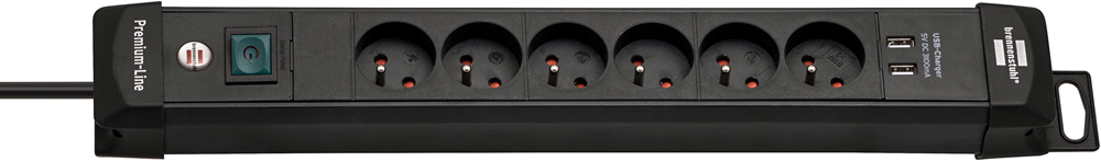 PREMIUM-LINE STEKKERDOOS MET USB 6-VOUDIG ZWART 3M H05VV-F 3G1,5 FR/BE REF:1951164602 BREN