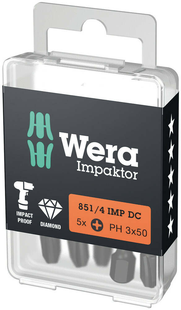 851/4 IMP DC PH3X50 BIT E-6.3 57657 (5 ST) REF:WER05057657001 WERA